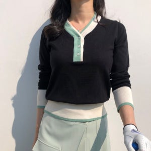 로로얼로이 여성 골프니트 에메랄드 긴팔 봄 가을 간절기 니트 여성골프웨어