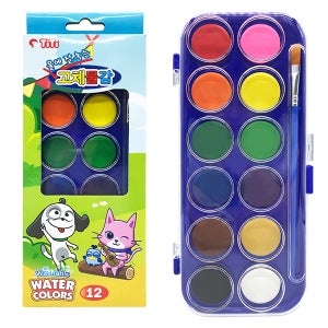 티티 물에 잘 녹는 고체 물감 12색 세트 휴대용 물감 초등 유치원 미술 준비물 구디백