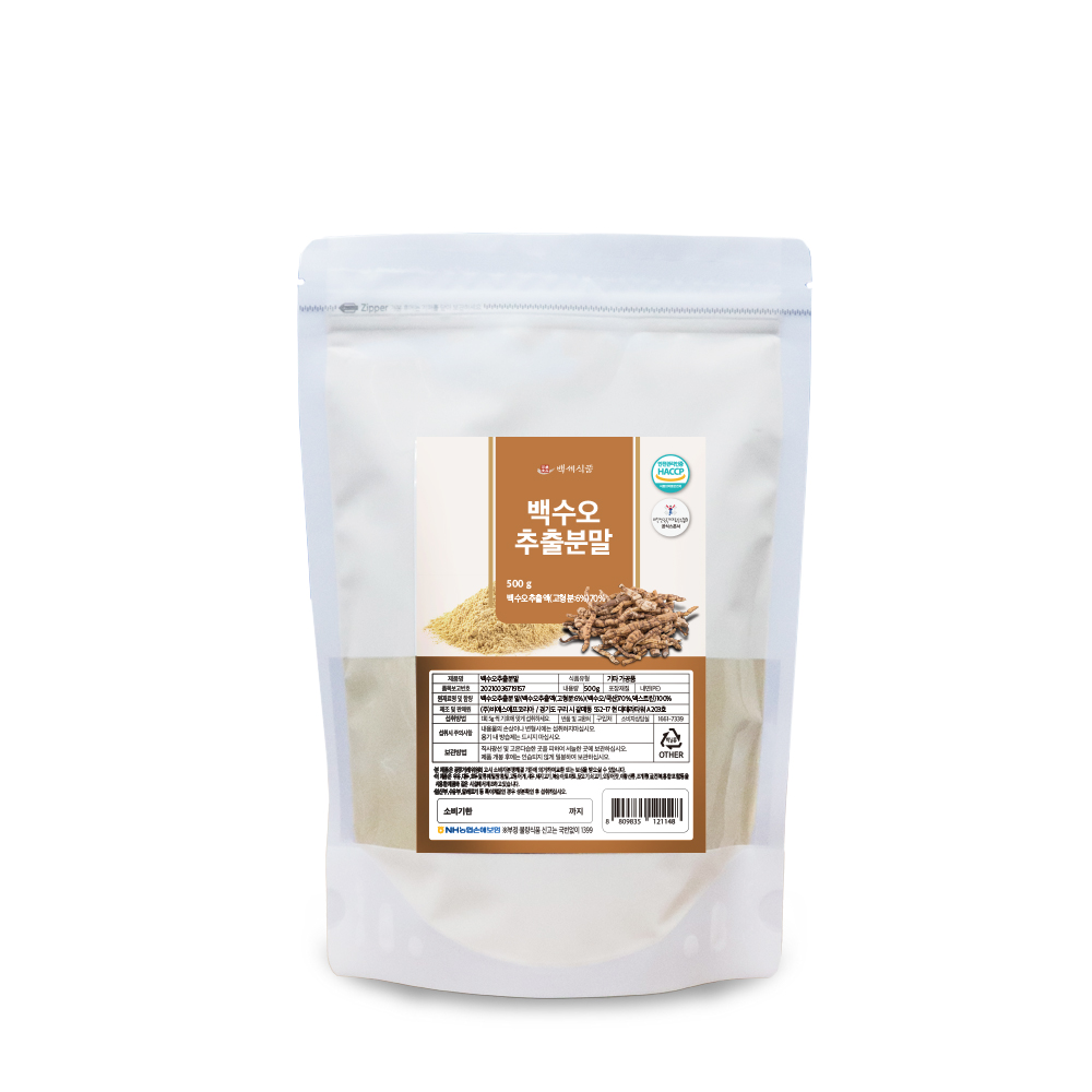 <b>백세식품</b> 국내산 백수오 <b>추출 분말</b> 가루 500g 팩