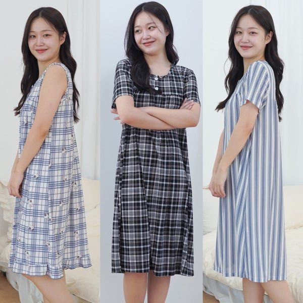 폭스클럽 여름 잠옷 여성 원피스잠옷 냉감 편한 빅사이즈 패밀리 홈웨어 파자마