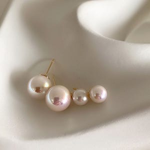 (925 실버 은침) 톤업 광채 왕 진주 귀걸이 8mm 12mm