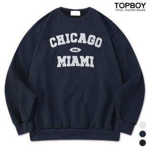 시카고 자수 이중지 오버핏 맨투맨 (PN026)