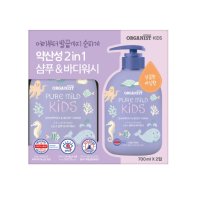 1+1 오가니스트 키즈 샴푸 앤 바디워시 700ml x 2개 대용량 약산성 샴푸