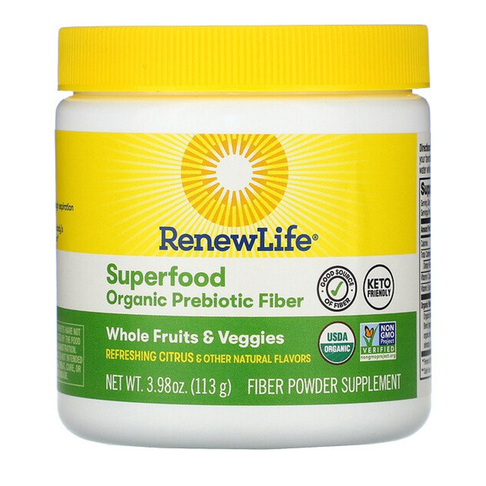 리뉴라이프 슈퍼푸드 오가닉 <b>프리바이오틱 파이버</b> 리프레싱 시트러스 3.98 oz 113 g