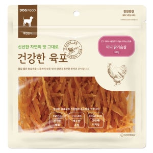 건강한육포 미니 닭가슴살 300g 강아지 간식 반려견 애견 건강식 대용량