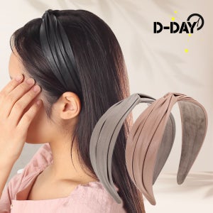 디데이원 가죽 꼬임 헤어밴드머리띠 넓은 레자머리띠 블랙