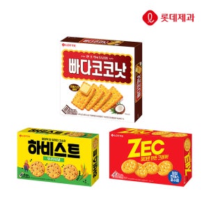 롯데 크래커 과자 3종 빠다코코넛 300g,제크300g ,하비스트 300g 대용량