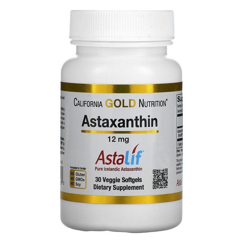California Gold Nutrition 아스타잔틴 AstaLif 순수 아이슬란드산 12mg 베지 소프트젤 120정