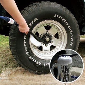 일제 물분사 기능 손잡이형 자동차 휠 타이어브러쉬