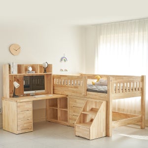 베네키즈 저층 에디슨 벙커수납 책상 책장 올인원 침대