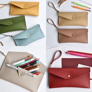 스트랩 가죽 펜슬 월렛 슬림 고급 필통 파우치 플랫 펜케이스 펜포켓 고등학생 대학생 선물