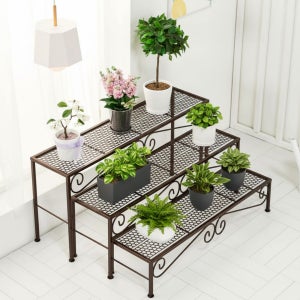 국내제작 튼튼한 철제 화분 정리대 받침대 진열대 베란다 다육이선반 동함마 3단 세트