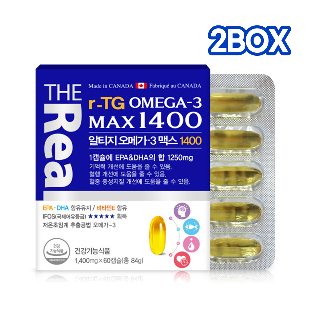 <b>더리얼</b> 알티지 오메가3 맥스 1400 1400mg x 60캡슐 4개월분 rTG Omega3 MAX