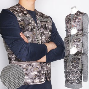 여름 윈드B얼룩이망사조끼 남자 남성 다용도 수납조끼 경량 작업조끼 작업복 등산복 아웃도어