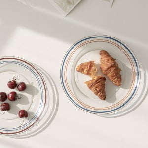 쓰임 레트로 B 글라스 원형 유리접시 (대) 메인 디너접시 2P (2color)