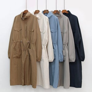 여성 롱야상 점퍼 바람막이 사파리 야상 자켓 스트링 포켓 집업점퍼