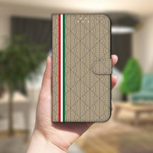 갤럭시 와이드2 케이스 패턴라인 브라운 자석잠금 지갑 다이어리 SM-J727S