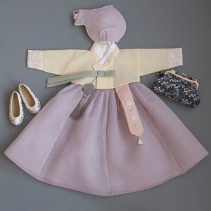 세련 여아 한복 노랑저고리 / 보라치마 (백일-15호)돌 유아 키즈 주니어 설날 추석