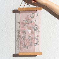 화조도(Pink) 노방 자수 포스터(Korean Fortune Poster, Flower and Bird)