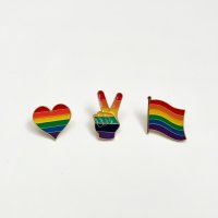 LGBTQ 무지개 뱃지 핀뱃지 브로치 / Rainbow 하트 깃발 브이