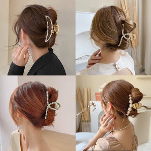 이쁨달다 집게핀 대왕 메탈 진주 큐빅 럭셔리 고급