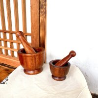 [사옹원] 국내산 전통 옻칠 깨갈이 미니 나무 절구통 마늘 이유식 절구 세트