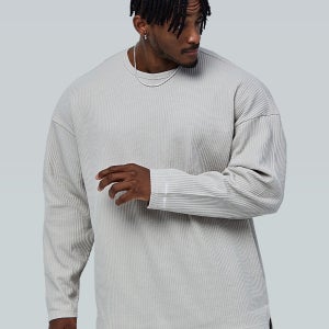 [베르만어패럴] 와플 니트 익스트림 오버핏 롱슬리브 4colors 남자 긴팔티 맨투맨