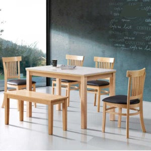 [부산예지가구]하트 4인대리석식탁고무나무원목 울산창원양산김해거제도 통영경남경주진주남해하동