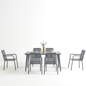 린도 알루미늄 사각 6인세트 카페 테라스 정원 야외테이블세트 알프 체어