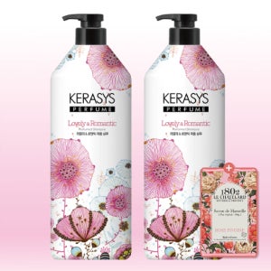 케라시스 퍼퓸 샴푸 러블리 로맨틱 980ml X2개+로즈 피오니 아로마 비누 100g