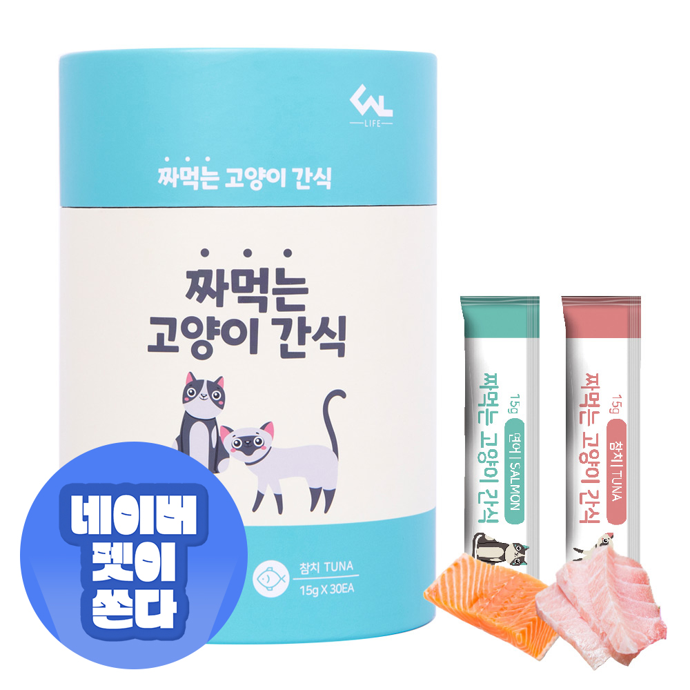 마마쇼 고양이간식 짜먹는 대용량 고양이 츄르 15g 연어+참치 60개입