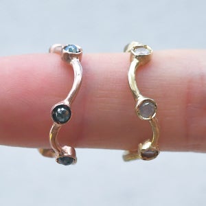 14K 18K 앤틱 웨이브 러프 다이아몬드 반지