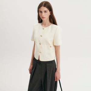 [룩캐스트] 아이보리 다나 크롭 트위드 자켓 / IVORY DANNA CROP TWEED JACKET