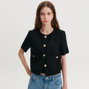 [룩캐스트] 블랙 다나 크롭 트위드 자켓 / BLACK DANNA CROP TWEED JACKET