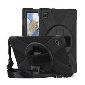 갤럭시탭 A8 케이스 범퍼 핸드 스트랩 라운드 아머 블랙, 탭 A8