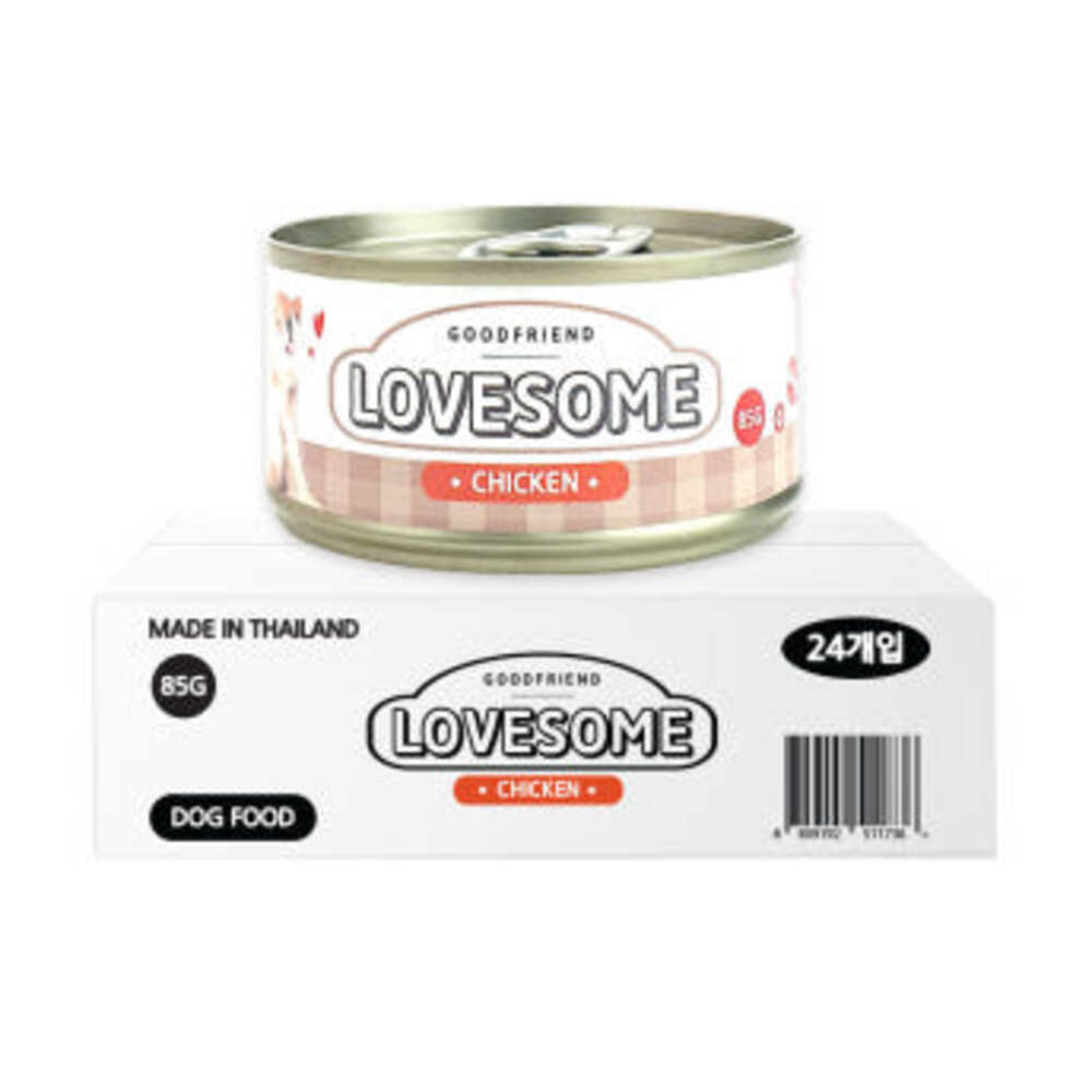 SJ좋은친구 굿프랜드 러브썸 오리지널 캔 85g X 24개(4종) 강아지 편식 주식 습식