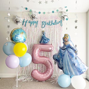 신데렐라 풍선 생일파티세트 숫자 5 풍선스탠드 포함