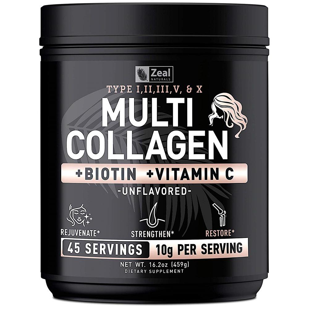 Zeal Naturals 질내추럴스 <b>멀티 콜라겐</b>+비오틴+비타민C 16.2oz(459g)