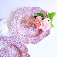 영국 스포드 핑크 플라워 런천 플레이트 Spode Pink flower Plate