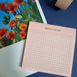 핑크 그리드 패턴 중형 포스트잇 - 할 일 목록 (THINGS TO DO)