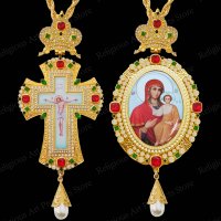 십자가 예배 미사 펜던트 목걸이 gold pectoral cross crucifix clear crystal for Virgin Mary 기도 jesus 목걸이 체인 종교 콘