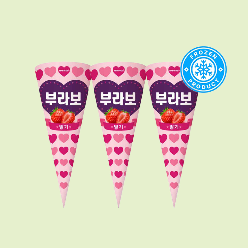 콘 아이스크림 해태 부라보콘 딸기