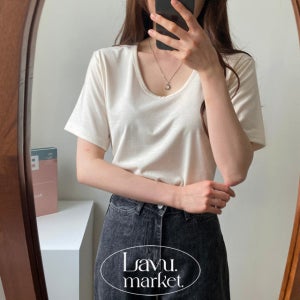 [무난템] 찰랑 여유핏 유넥 반팔티