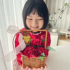사랑을 전해요 어버이날 스승의날 카네이션 장미 비누 꽃바구니 작은 사이즈