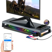 모니터 받침대 lanq pcdock 8 in 1 스탠드 지문 id 허브 무선 충전 bt wifi 핫스팟 공유 기능으로 만든 알루미늄 동맹