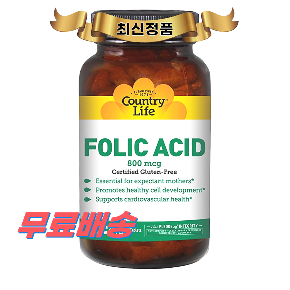 <b>컨트리라이프 엽산</b> 800mcg 100정 Country Life Folic Acid