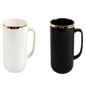 국산 24K 골드 라이닝 화이트 블랙 빅머그 1P 2P세트 고급 도자기 빅머그 집들이선물