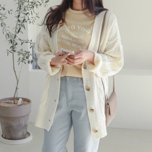 루즈핏 꽈배기 니트 여성 가디건 가을 봄 (소피아)