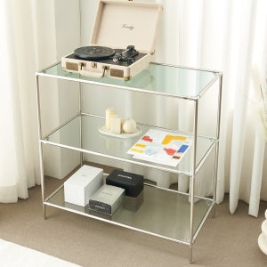 퓨어 투명 유리 모듈 틈새 다용도 선반 3단