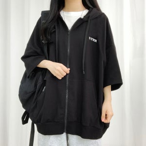 유스히얼 오버핏 반팔 후드집업 학생 여름 빅사이즈 아우터 가디건 집업